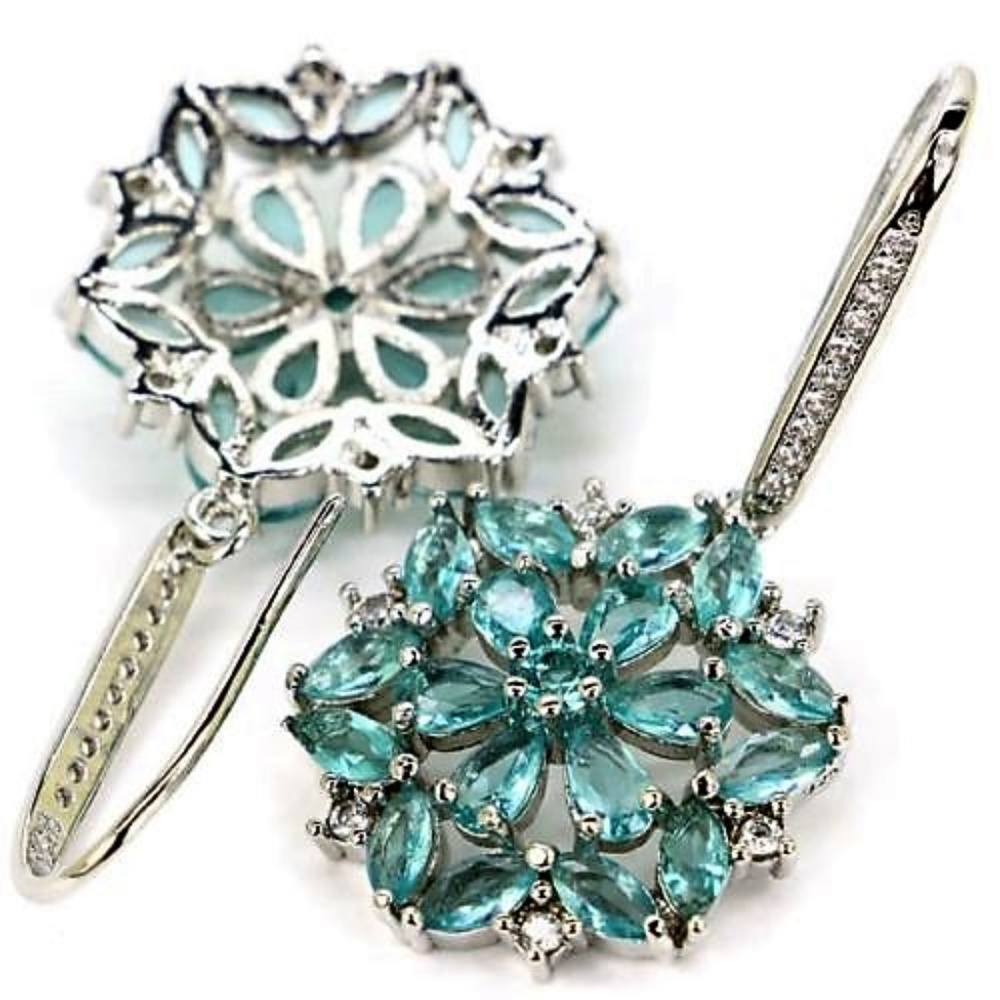 Aquamarine Gemstone Earrings Silver. 925 - Picture 2 of 2